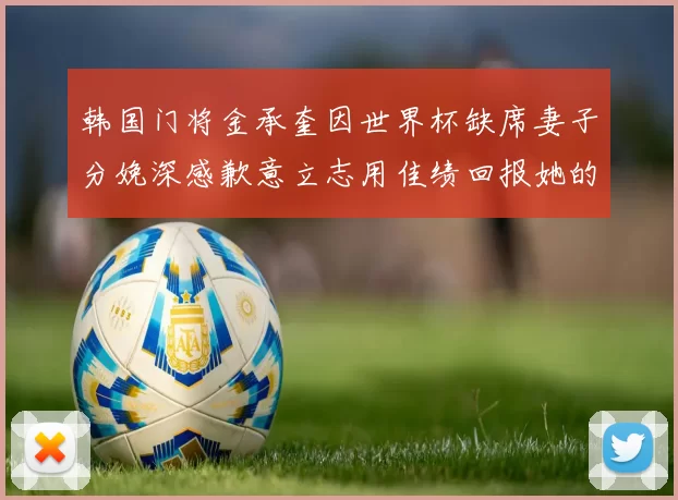 韩国门将金承奎因世界杯缺席妻子分娩深感歉意立志用佳绩回报她的支持